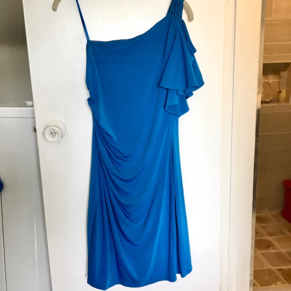 Blue one shoulder dress